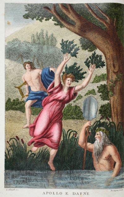 Phoebus and Daphne or Apollo and Daphne, illustration from Ovid